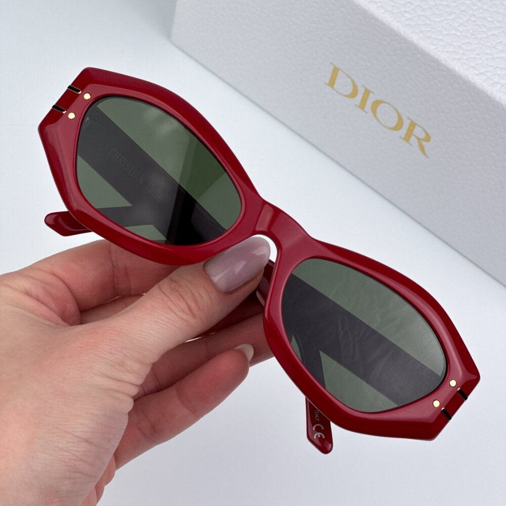 Dior DIORSIGNATURE B1U 35C0 BRAND NEW Sunglasses Shiny Red Green Women Butterfly
